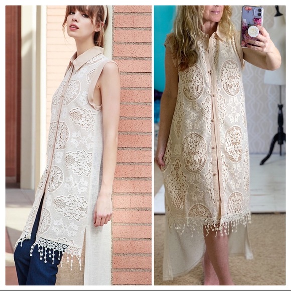 Ryu Handmade Antique Ivory Lace Cardigan Duster - Picture 6 of 9